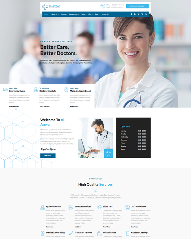 Al-Anwar <br /> Medical and Doctor HTML Template