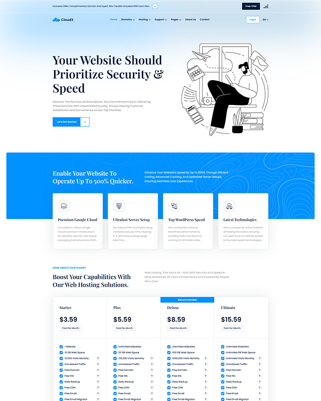 CloudX <br /> Premium Hosting Template