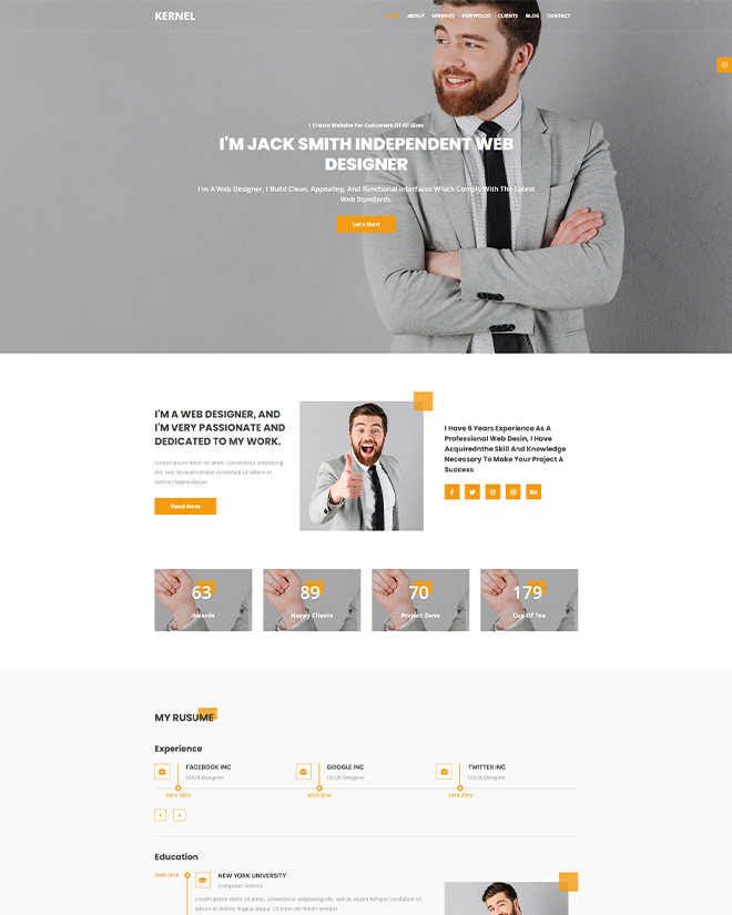Kernel <br /> Personal Portfolio Responsive HTML5 Template