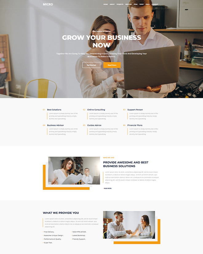 Micro <br /> HTML5 Responsive Multi-Purpose Template