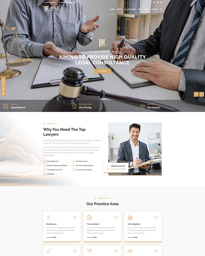 Rule <br /> Lawyer & Attorney HTML Template